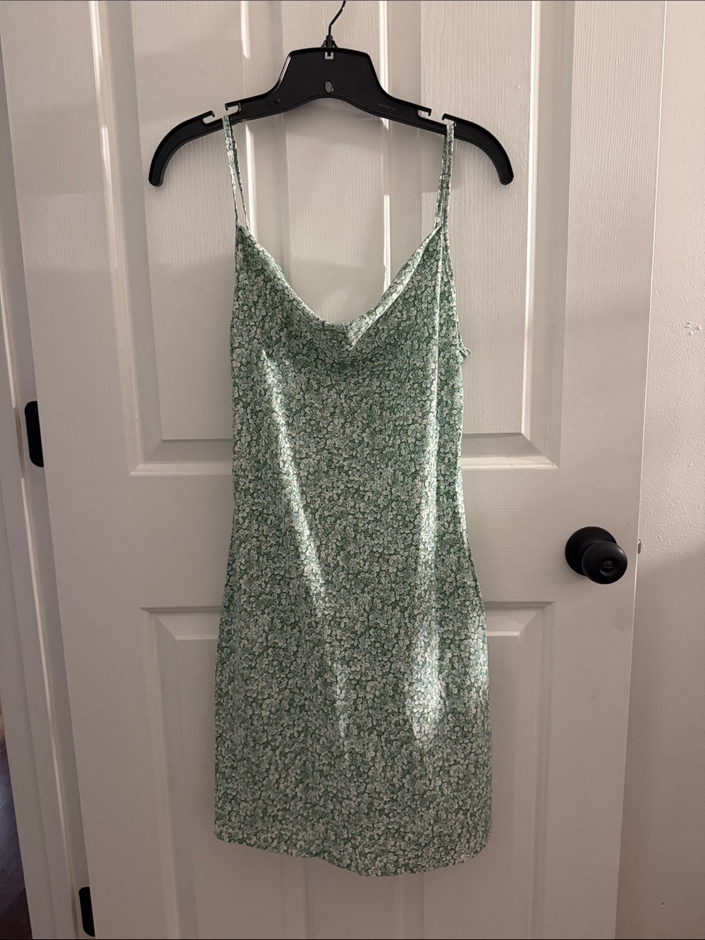 Mint Green Floral Cowl Slip Dress